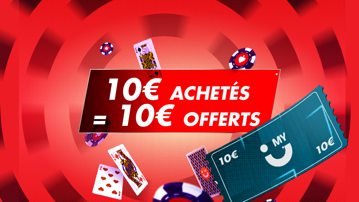 1 ticket de jeu promotionnel de 10€ offert pour 1 ticket de jeu de 10€ acheté
